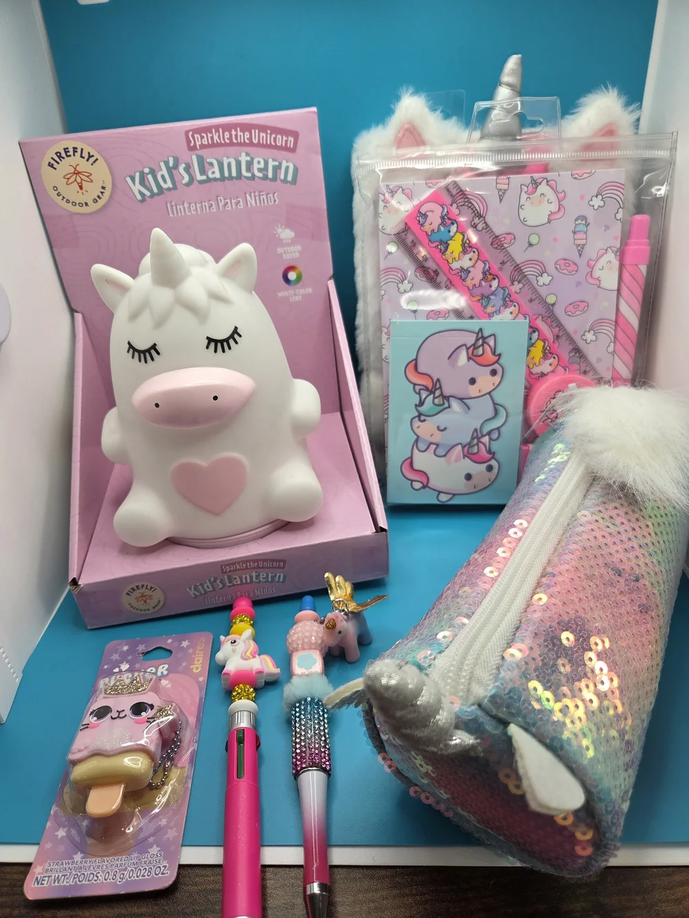 Kid's Unicorn Lantern & Accessories Set - White/Pink